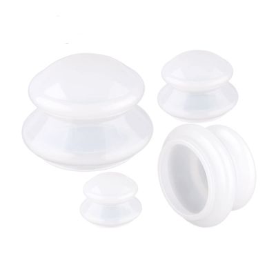 ACS Cupping Jars Silicone Cupping Massage Therapy Cups Set for 4 for Muscle Soreness (White)