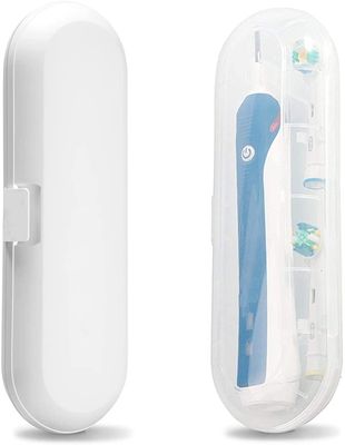 For Oral B Travel Toothbrush Case, Portable Toothbrush Holder Cover, Safe, Non Toxic, Sturdy and Durable, Dustproof and Antibacterial, Fits Pro 1000, Pro 2000, Pro 3000, 2 Pieces, Transparent, White,