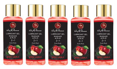 Lube Flavoured Lubricant Gel - 50ml | Water based lube | Pack of 5 (Ripe Apple, Pack of 5)
