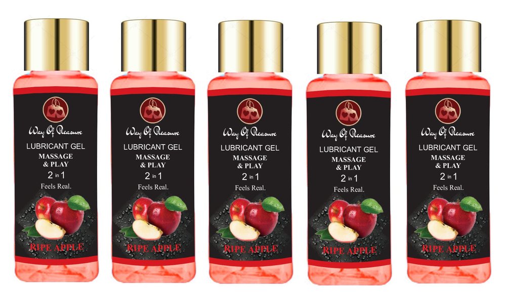 Lube Flavoured Lubricant Gel - 50ml | Water based lube | Pack of 5 (Ripe Apple, Pack of 5)