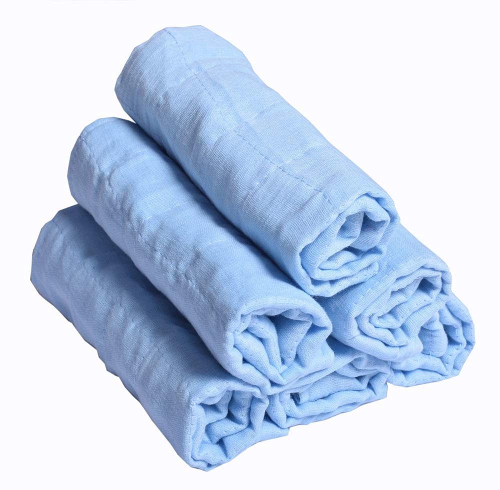 Glus Cotton Roti Cloth Wraps Reusable & Washable Easily fit in Tiffin & Lunch Box Pack of 6 Colour-Blue (Blue, 30 x30 Cms)