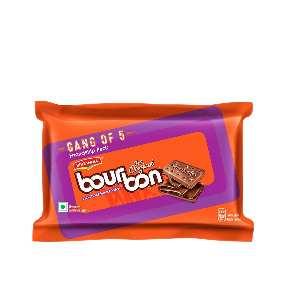 Britannia Bourbon Chocolate Cream Biscuits, 5Nx100g = 500g