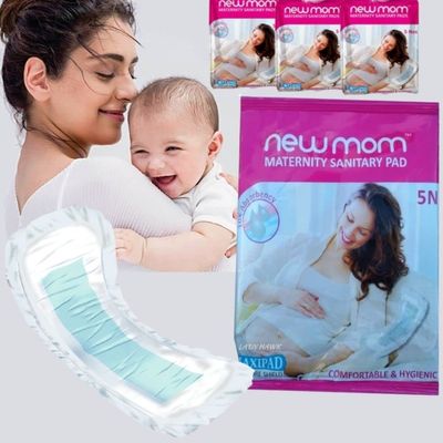 LADY HAWK Premium New Mom Maxi Maternity Sanitary Pads Napkins for Women - Ultra Soft, Extra Wide, Long Lasting Protection- New Mom Sanitary Maternity Pads, Heavy Flow 850ml - 5 pads in 1 pack. (LH3)