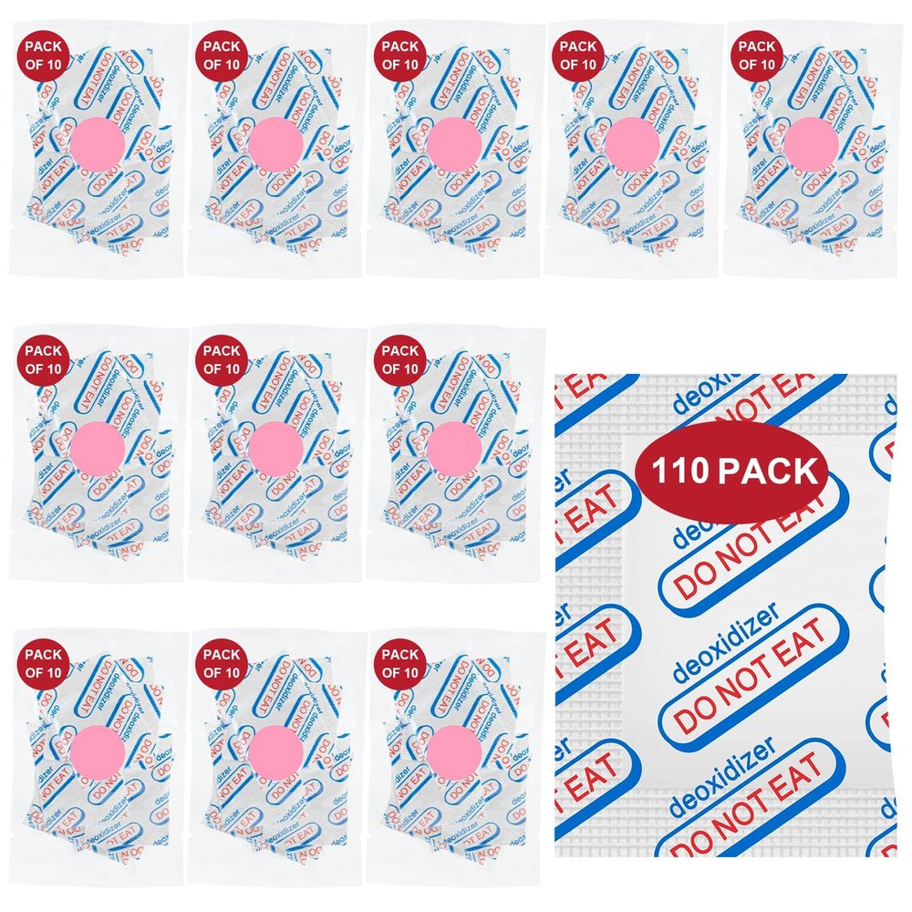 Food Grade Oxygen Absorber 100cc Oxygen Absorber for Long Term Food Storage 10 Pieces in Individual Vacuum Bags with Oxygen Indicator