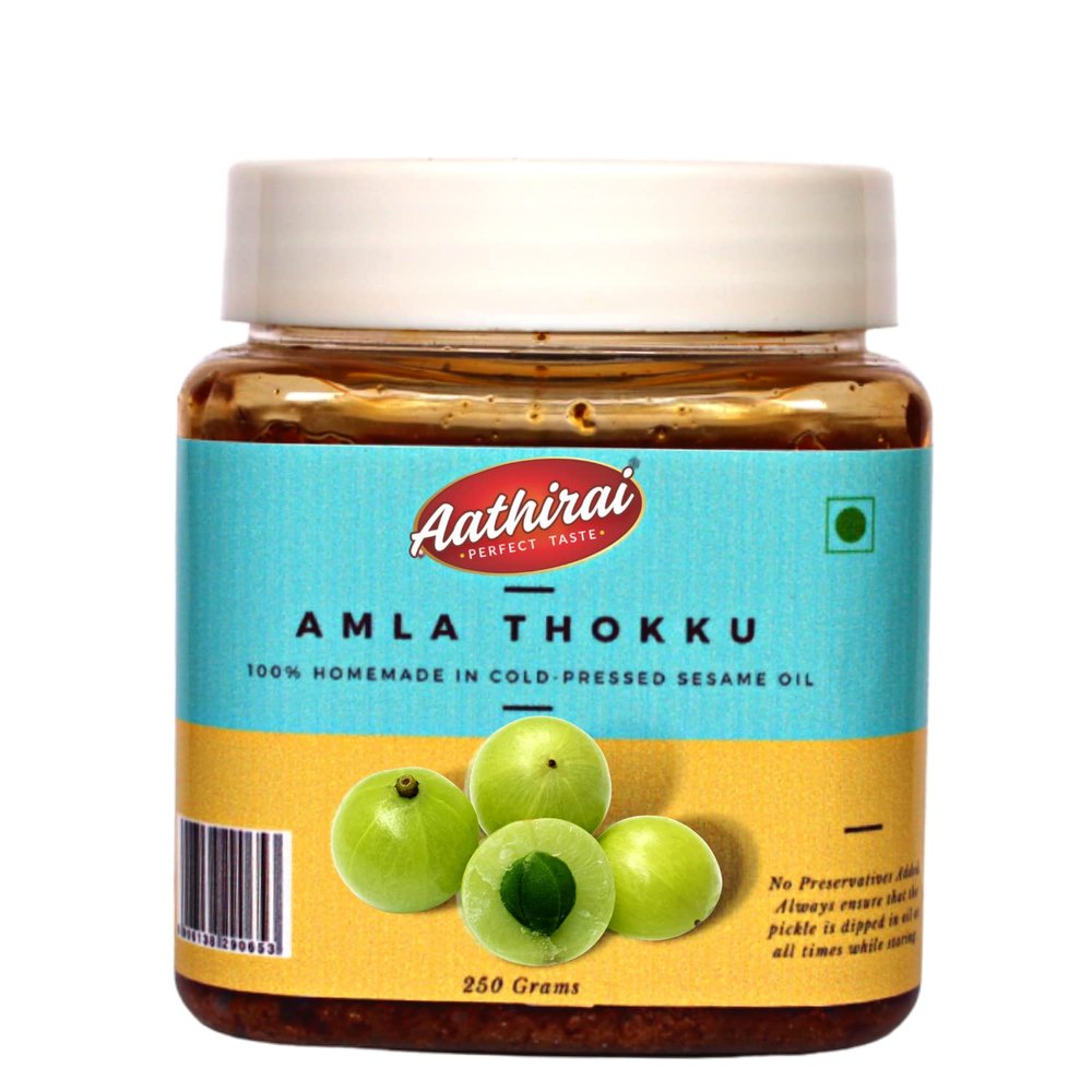Aathirai Amla Thokku - 250g | No Artificial Preservatives | 100% Natural Homemade Pickle Made With Cold - Pressed Sesame Oil | Indian Gooseberry Pickle