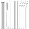 Nafender Glass Straws Reusable Drinking Straws 2 Wide Smoothie Straws & 4 Bent Straws & 4 Straight Straws with 2 Cleaning Brush view 1