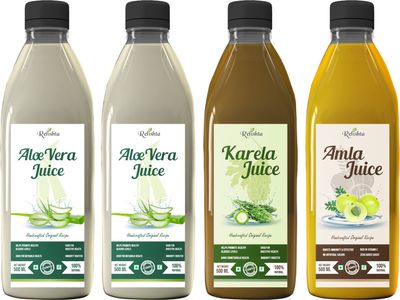 Relishta Aloe Vera Karla & Amla Juice - (4x500ML) Purifies Blood and Boosts Immunity