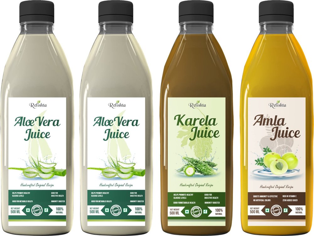 Relishta Aloe Vera Karla & Amla Juice - (4x500ML) Purifies Blood and Boosts Immunity