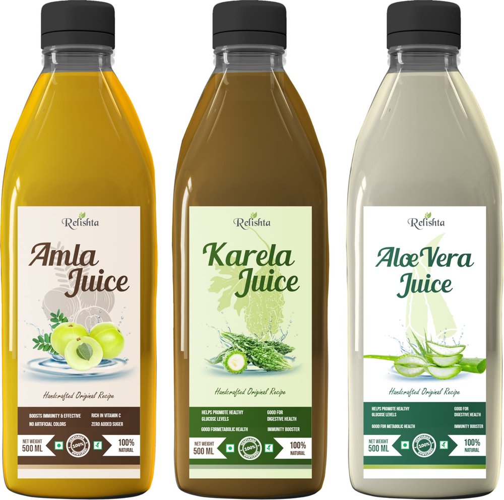 Relishta Amla Karela & Aloe Vera Juice - (3x500ML) Purifies Blood and Boosts Immunity