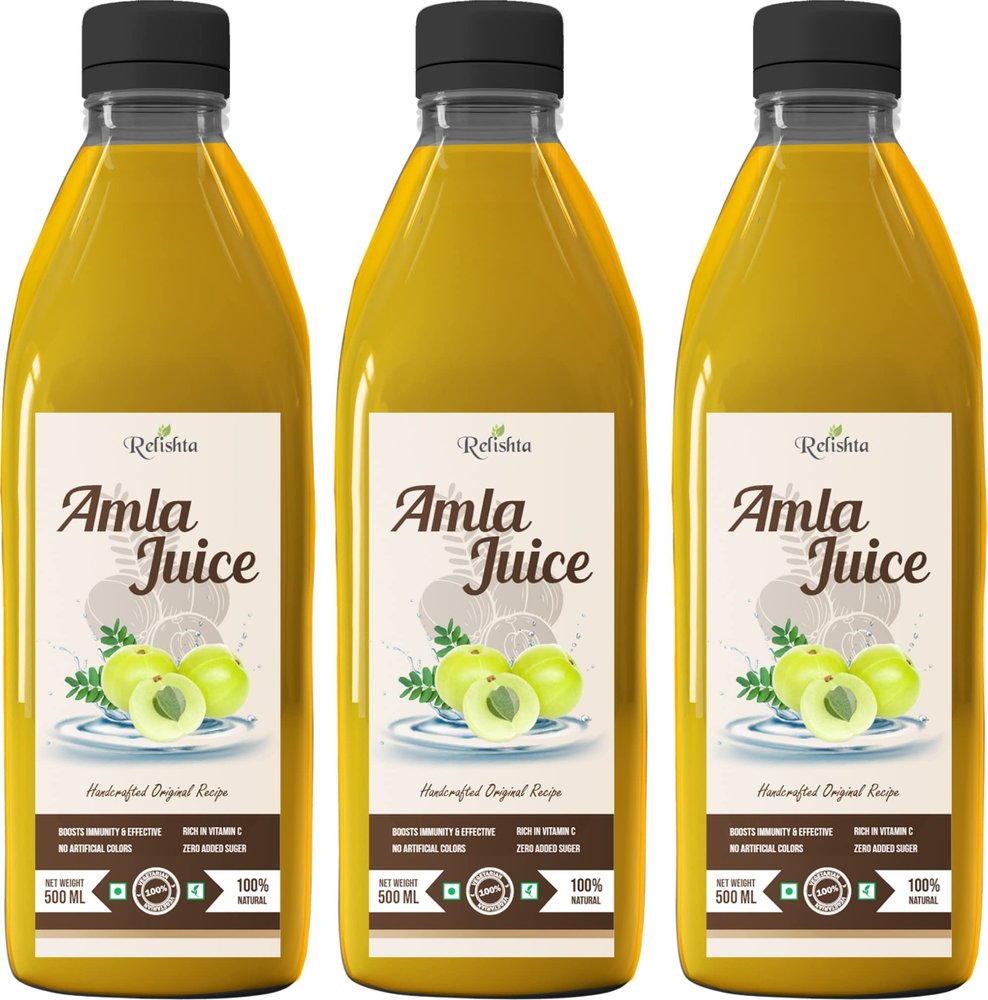 Relishta Amla Juice - Purifies Blood and Boosts Immunity - 500 ml Each - Pack of 3