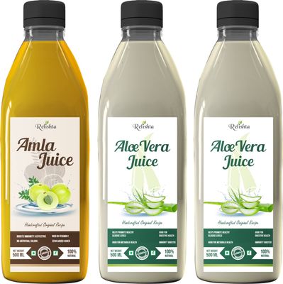 Relishta Amla & Aloe Vera Juice - (3x500ML) Purifies Blood and Boosts Immunity