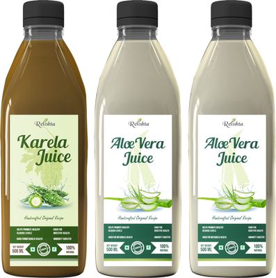 Relishta Aloe Vera & Karela Juice - (3x500ML) Purifies Blood and Boosts Immunity