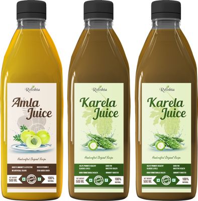 Relishta Amla & Karela Juice - (3x500ML) Purifies Blood and Boosts Immunity