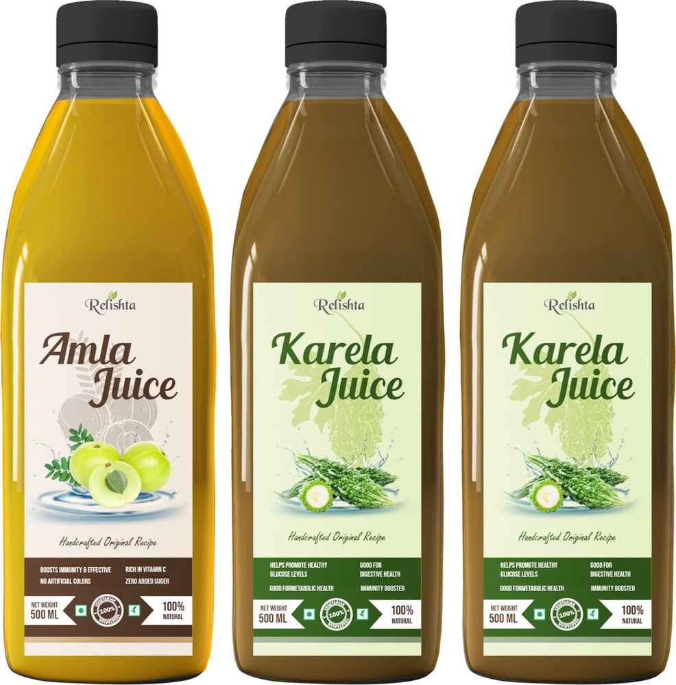 Relishta Amla & Karela Juice - (3x500ML) Purifies Blood and Boosts Immunity