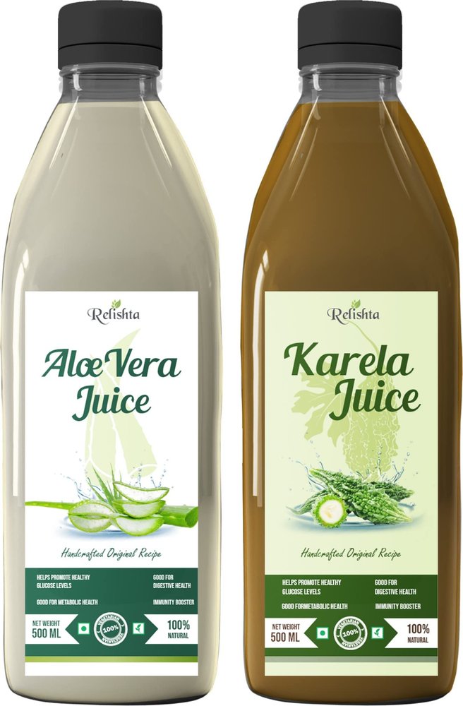 Relishta Aloe Vera & Karela Juice - (2x500ML) Purifies Blood and Boosts Immunity