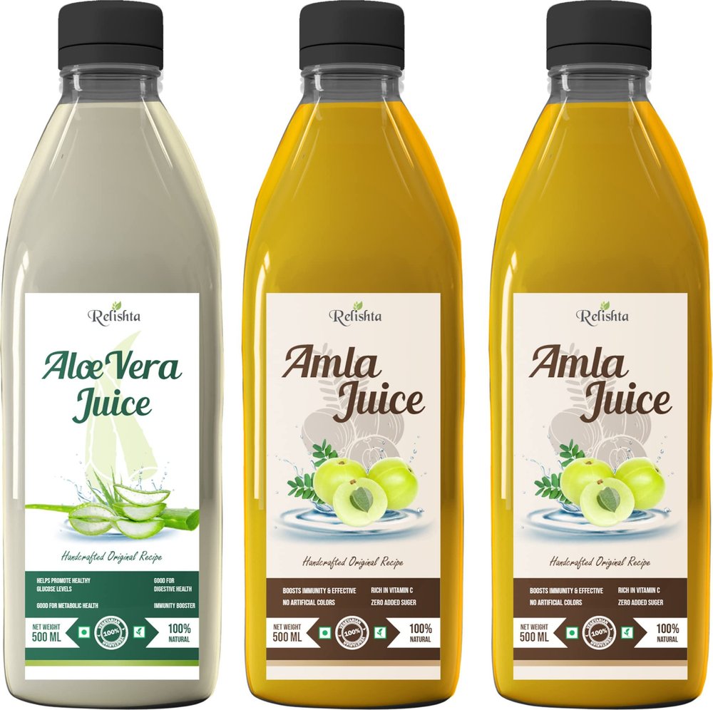 Relishta Aloe Vera & Amla Juice - (3x500ML) Purifies Blood and Boosts Immunity