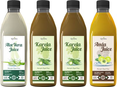 Relishta Aloe Vera Karla and Amla Juice - (4x500ML) Purifies Blood and Boosts Immunity