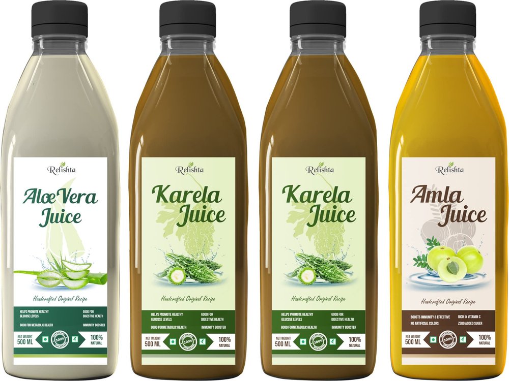 Relishta Aloe Vera Karla and Amla Juice - (4x500ML) Purifies Blood and Boosts Immunity