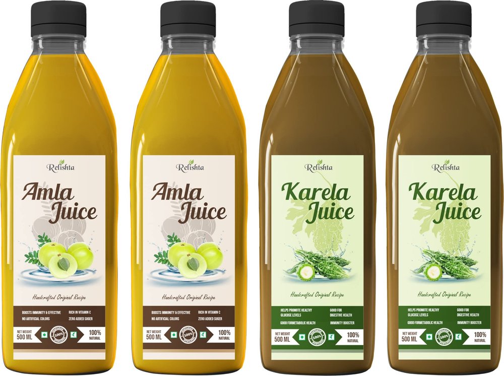 Relishta Amla & Karela Juice - (4x500ML) Purifies Blood and Boosts Immunity