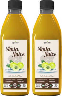 Relishta Amla Juice - Purifies Blood and Boosts Immunity - 500 ml Each - Pack of 2