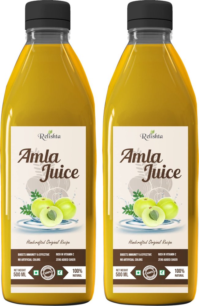 Relishta Amla Juice - Purifies Blood and Boosts Immunity - 500 ml Each - Pack of 2