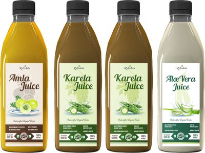 Relishta Amla Karela and Aloe Vera Juice - (4x500ML)Purifies Blood and Boosts Immunity