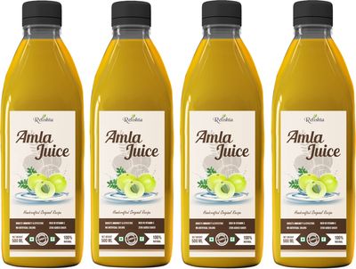 Relishta Amla Juice - Purifies Blood and Boosts Immunity - 500 ml Each - Pack of 4
