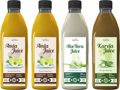 Relishta Amla Aloe Vera & Karela Juice - (4x500ML) Purifies Blood and Boosts Immunity