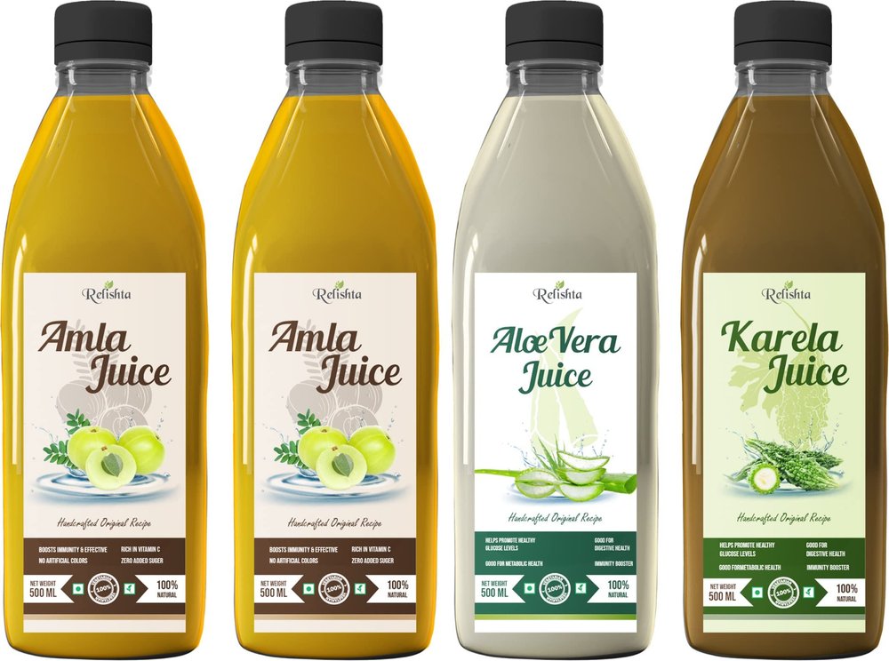 Relishta Amla Aloe Vera & Karela Juice - (4x500ML) Purifies Blood and Boosts Immunity