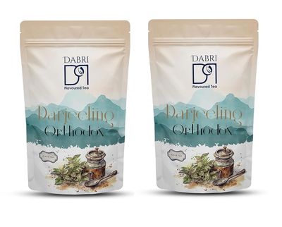 DABRI Darjeeling Orthodox Black Tea 200gm Pouch (Pack of 2 x 100gm Each)| No muslin or paper used | Authentic Black Tea from the premium estates in Darjeeling | Light, Floral & Muscatel Flavor