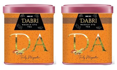 Dabri Masala Chai Patti Powder 160gm Tea Combo|Pack of 2 x 80g Each Tin Box|Premium Chai with Natural Spices|Natural & Aromatic Blend|Masala Kadak Chai Patti|Boosts Immunity & Increases Energy Levels
