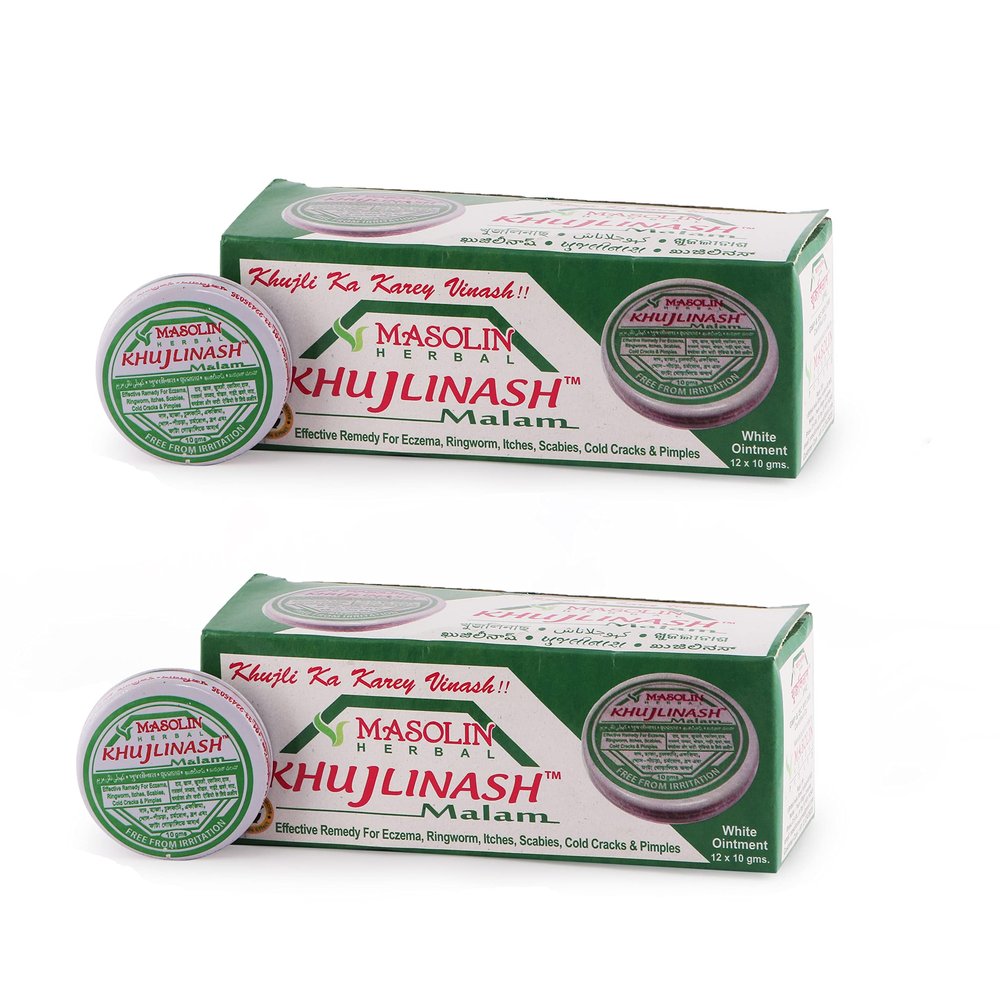 MASOLIN HERBAL KHUJLINASH MALAM WHITE OINTMENT ECZEMA CREAM 10GM (PACK OF 24)