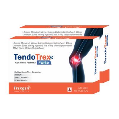 Trexgen TENDOTREX FORTE Advanced & Complete Tendon, Joint Cartilage & Ligament Care (30 Tablets) (Pack of 2), 2 count, 30 capsules