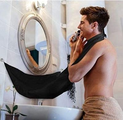 REPLEX Beard Bib & Beard Comb Shaper Hair Clippings Catcher and Grooming Apron Beard Trimming Bib Beard Shaving Catcher Apron with Suction Cups,Beard Shaving Apron for Men Home Bathroom