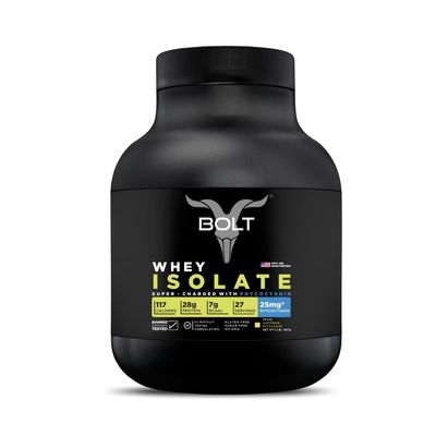 BOLT Nutrition Whey Isolate Protein Powder | With Superfood PHYCOCYANIN | USA Formulation & Origin | For Muscle Strength & Bone Health | 2LB/907gm (27 Servings) | Saffron Pistachio