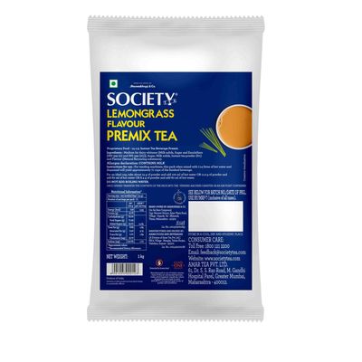 Society One Minute Tea | Lemongrass Flavour | Refreshing Lemongrass flavour | Flavoured Instant Tea | 1 kg Pouch | Pack of 1