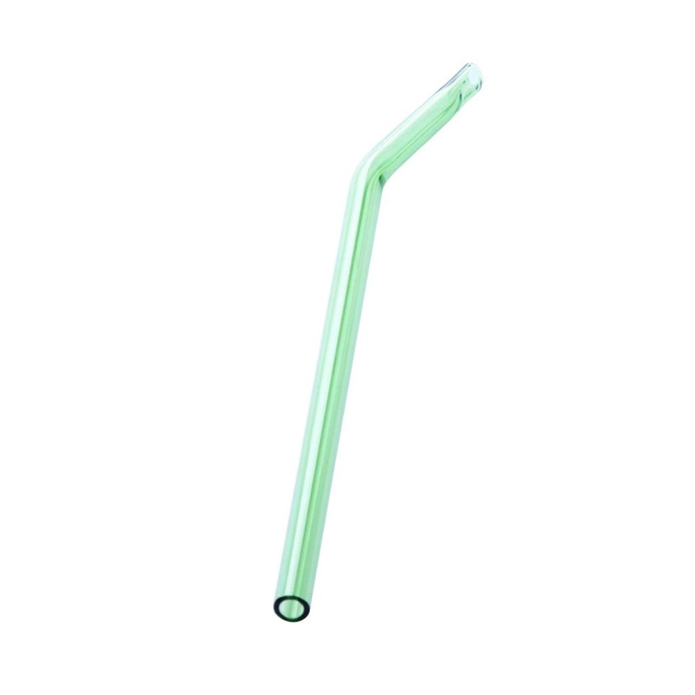 CALANDIS Eco Friendly Curved Glass Drinking Straws with Cleaning Brush Grass Green