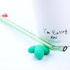 CALANDIS Eco Friendly Curved Glass Drinking Straws with Cleaning Brush Grass Green view 4