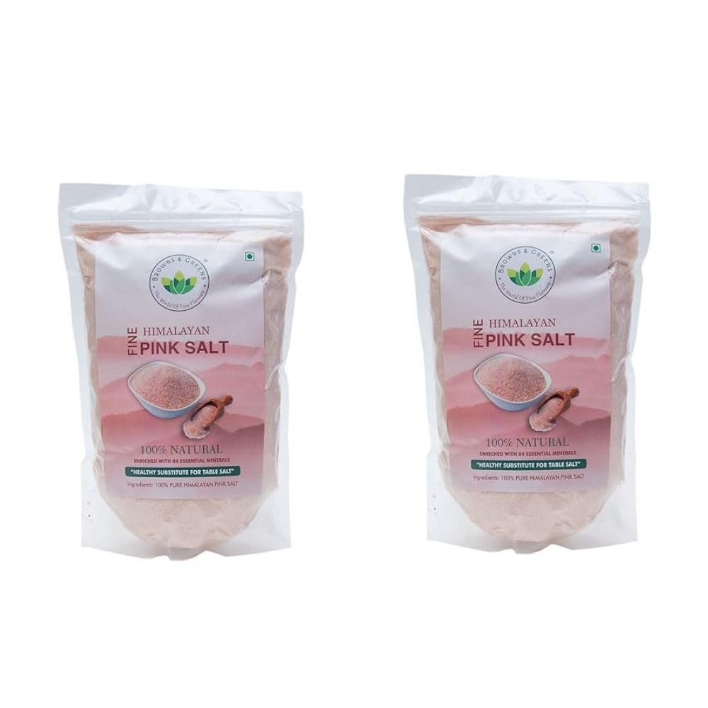 Browns & Greens Himalayan Pink Salt | 100% Pure & Natural | Mineral rich Salt for Healthy Cooking | Sendha Namak for Healthy Life | Mineral Rich Salt | Low Sodium | Packed with 84 Minerals | Pack of 2 | 900 gms |