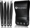 Abdul of Sialkot Eyebrow Tweezer Set for Women & Men - Professional Slant and Pointed Tweezers Set with Case - Precision Tweezers Kit for Facial Hair, Splinter and Ingrown Hair Removal (Black 4 piece) view 1