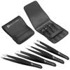 Abdul of Sialkot Eyebrow Tweezer Set for Women & Men - Professional Slant and Pointed Tweezers Set with Case - Precision Tweezers Kit for Facial Hair, Splinter and Ingrown Hair Removal (Black 4 piece) view 2