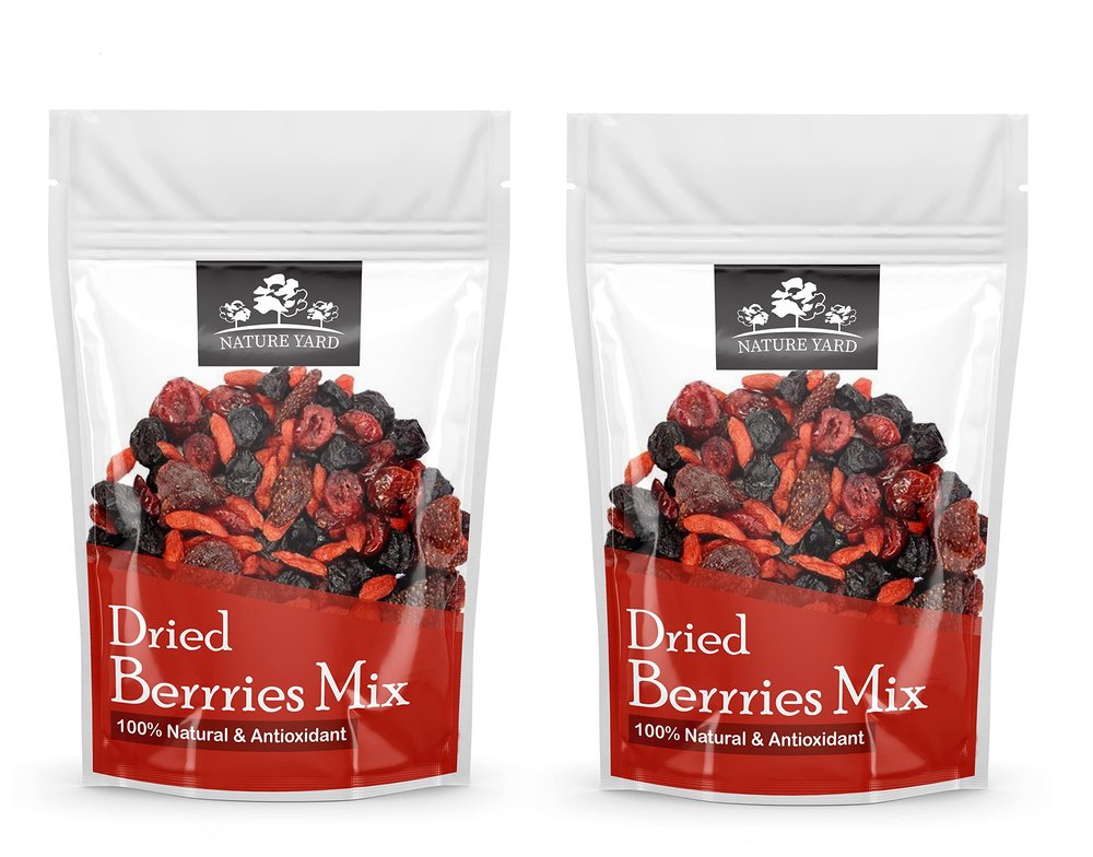 NATURE YARD Berries mix - 800 gm - Mix of Dried Cranberry, Blueberry, Goji berry & Strawberry Dry fruits - Antioxidant rich berry (400gm*2)
