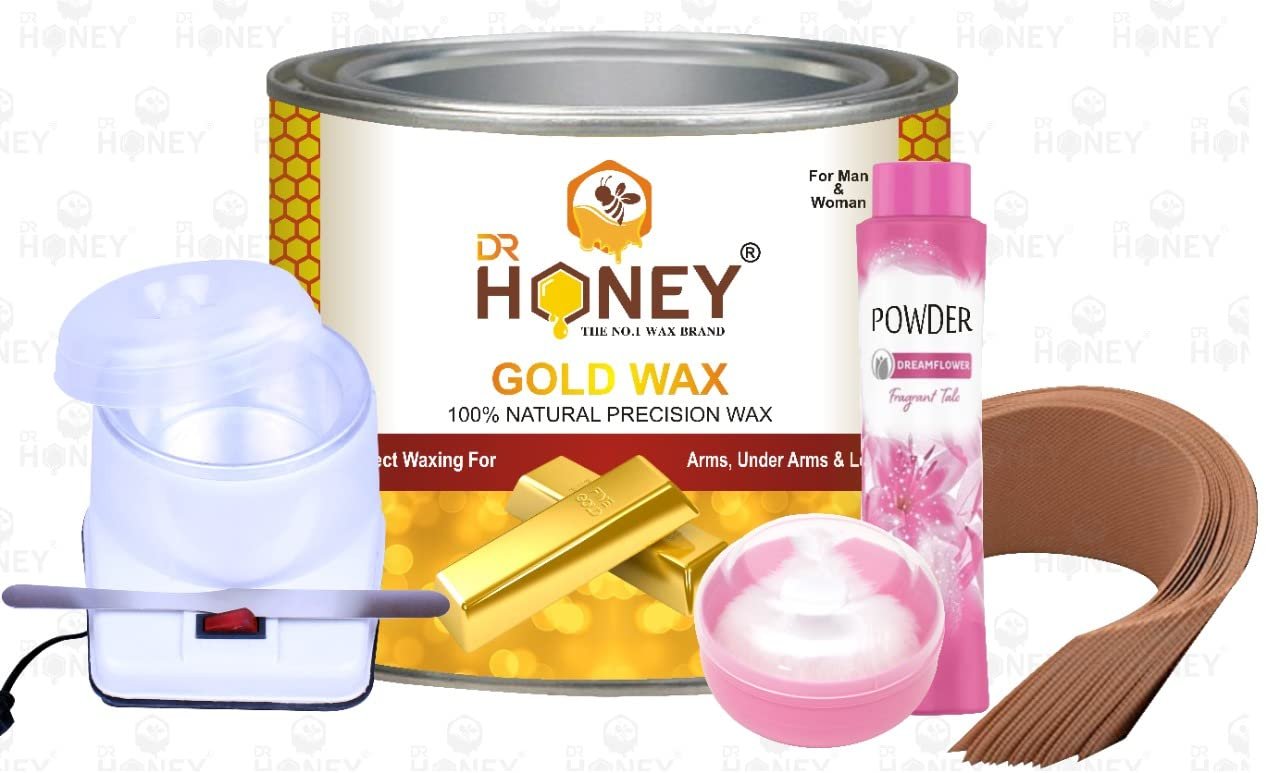 DR HONEY gold wax 600g strip stick heater and puff powder puff wax set best for your skin