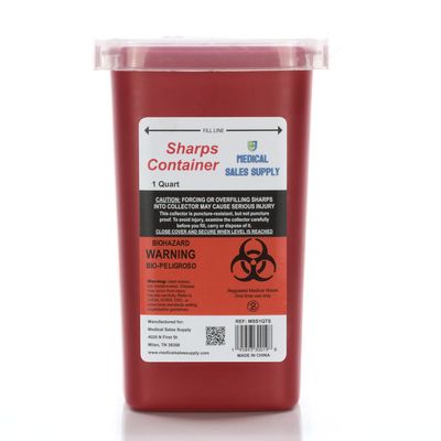 1 Quart | Biohazard Needle and Syringe Disposal Sharps Container with Flip Lid | for Diabetics - Pack of 1