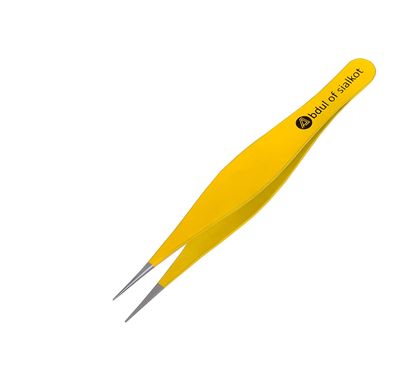 Abdul of Sialkot Pointed Tweezers,Pointed Nose Tip, Sharp Precision Ingrown Hair, Surgical Pointed for Blackheads & Splinters/Best Tweezers for Eyebrows (Yellow)