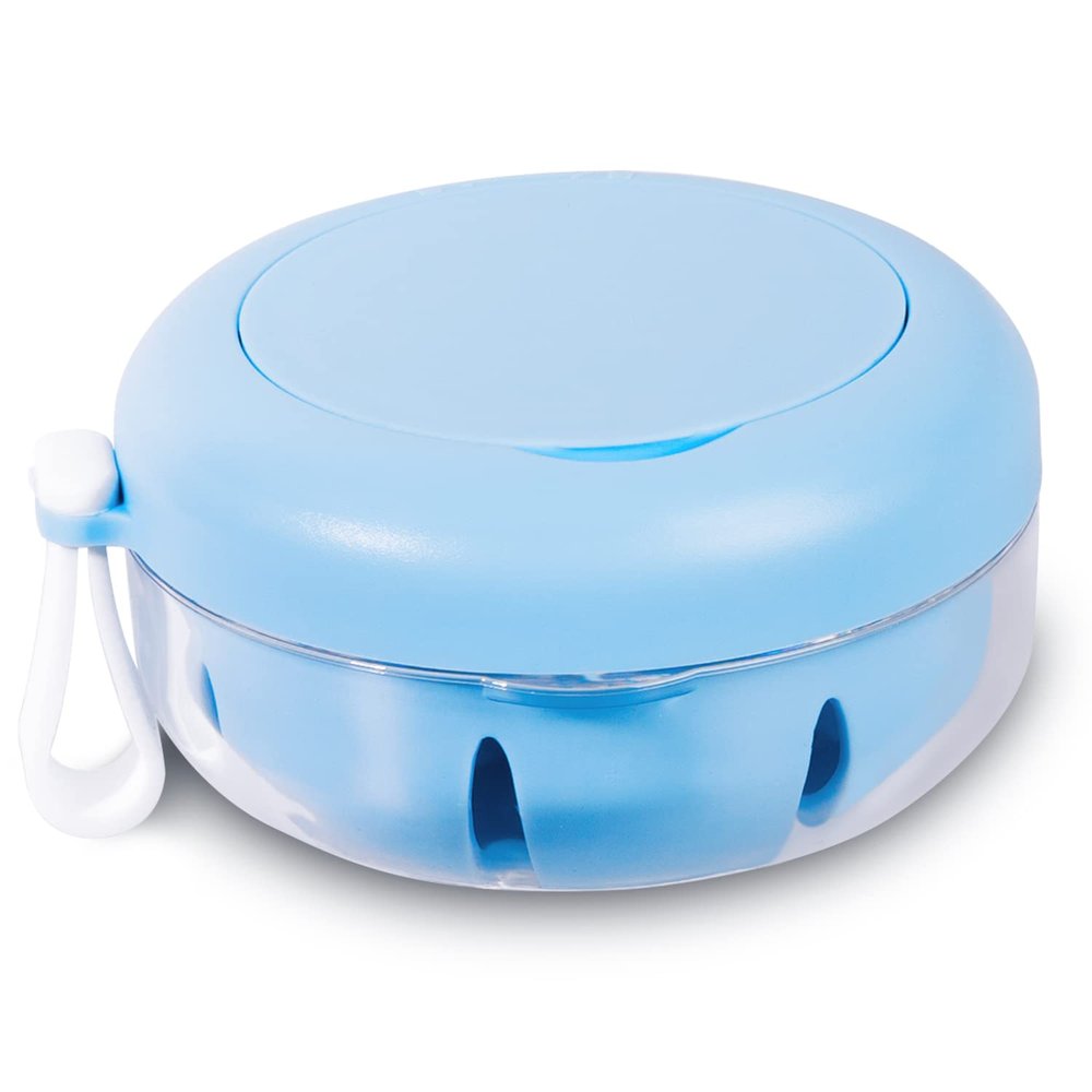Denture Case, Definitely No-Leak Denture Bath Box for Traveling Perfectly, Denture Cup with Strainer & Magnetic Mirror(Blue)