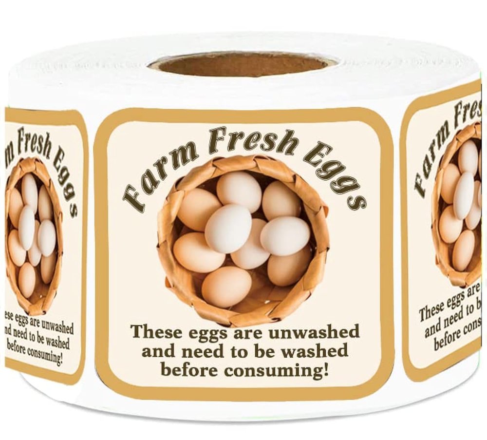 Top label Farm Fresh Eggs Stickers,2 Inch Farm Fresh Eggs Handling Instructions Stickers, Egg Carton Labels,500 Pcs