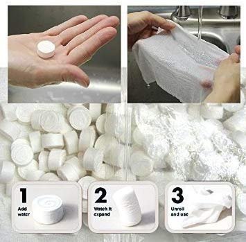 SIXSIGMA (Candy Pack of 50 Piece) Compressed Coin Tissues,Disposable Mini Towel,Compact Magic Tablet (Wipes,Restaurant,Camping,Hiking,Salon) (50)
