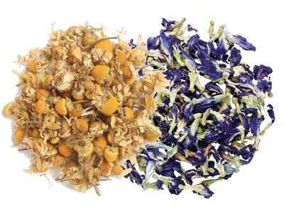 A D Food & Herbs Combo of Dried Butterfly Pea Flower/Chamomile Flower Petals Aromatic Edible for Homemade Lattes, Tea Blends, Bath Salts, Gifts, Crafts each pack (150 Gms)