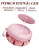 Denture Case, Definitely No-Leak Denture Bath Box for Traveling Perfectly, Denture Cup with Strainer & Magnetic Mirror,Completely Clean Care for Retainer, Mouth Guard, & Denture(PINK) view 2
